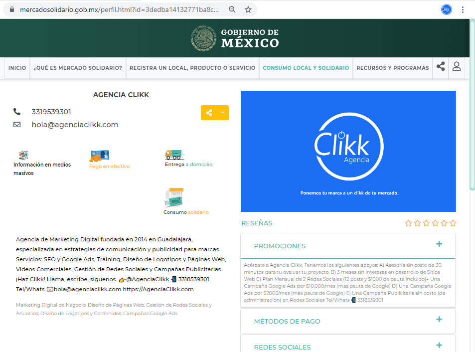 AgenciaClikk's tweet photo. Conoce los #apoyos que tenemos para tí en 
@MercadoSolidar2, un programa del @GobiernoMX
 para #Pymes afectadas por la #pandemia:

- #SitiosWeb a meses sin intereses
- Plan mensual de #RedesSociales+ #GoogleAds 
- #Asesoria de 30 minutos sin costo

https://t.co/3cz7eEnRwo https://t.co/sf9a6gyjyw