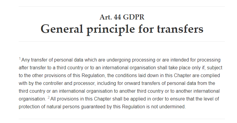 As a starting point, especially from a US perspective, it's important to acknowledge the  #GDPR's default restriction on transfers of personal data to third countries (Article 44 GDPR) which dates back to the 1995 Data Protection Directive. 2/