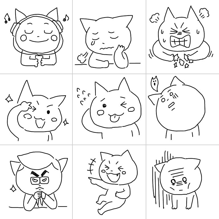 今週のマンガ専科課題:LINEスタンプ40種を自分のキャラクターで描く。できた!

#コルクラボマンガ専科
#LINEスタンプ
#1日1P 