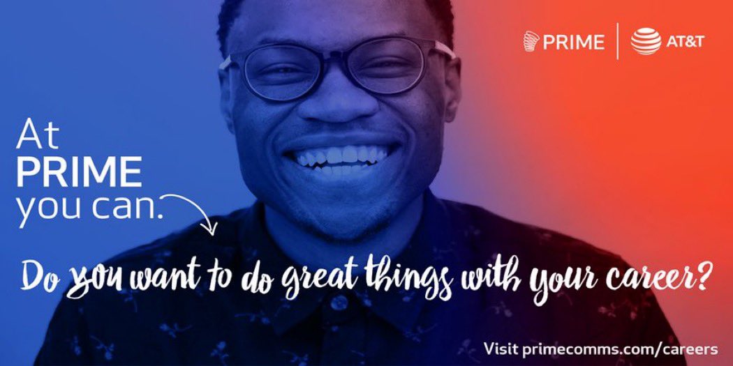 AT&amp;T’s largest Authorized Retailer in the nation, Prime offers endless possibilities for anyone looking to take their sales career to the next level. Positions available all over our area! Don’t miss out on this career opportunity, visit primecomms.com/careers to apply today!
