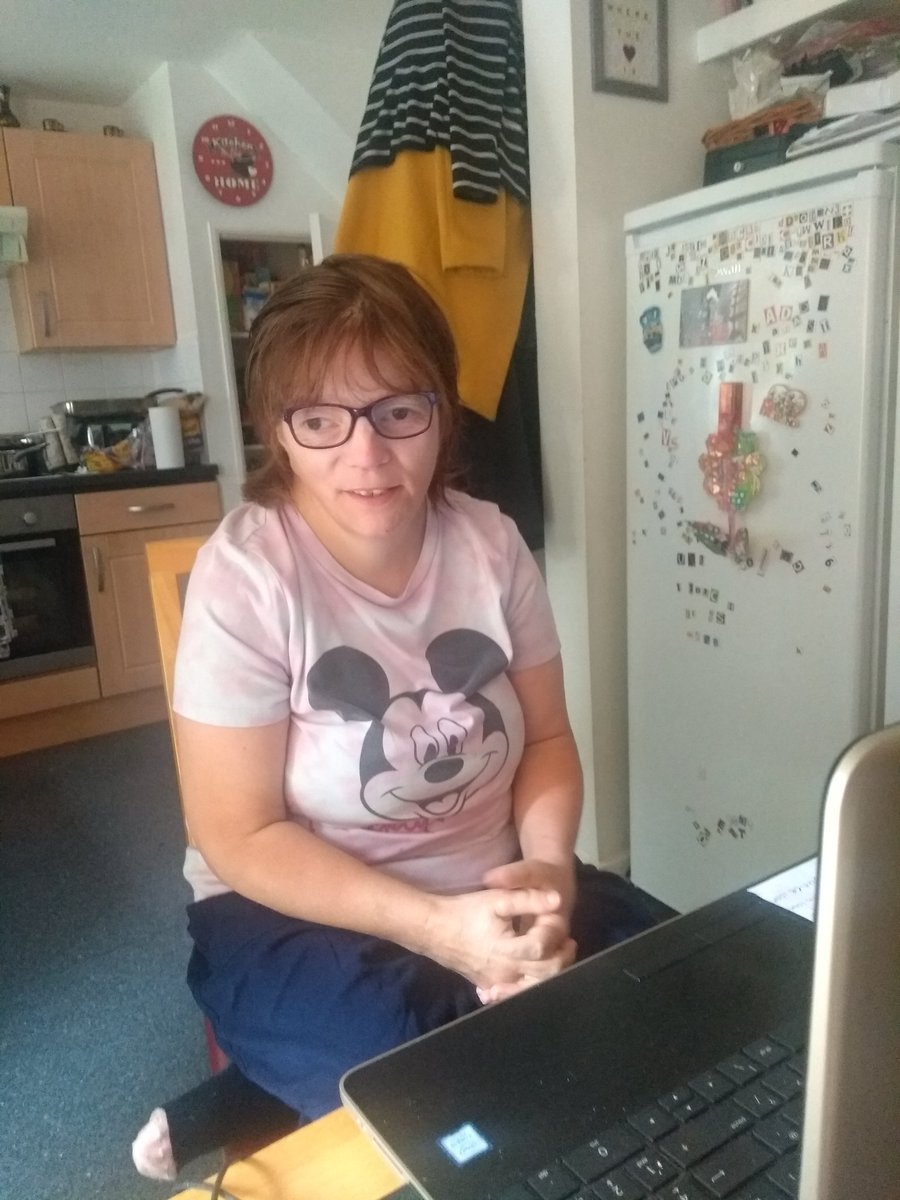 nikoshua's tweet image. Hi everyone , #jaming #bands look at Her face so Happy zoom Jamming to day with her favourite band artist and all the other day center users Purley magical #specialneeds need special helpers