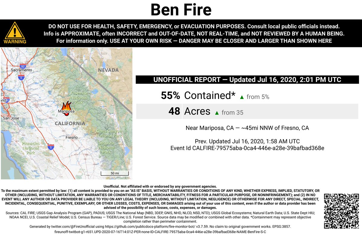 CaliFireBot's tweet photo. #BenFire 🔥 unofficial, automated update.
Near Mariposa, CA. ⚠️ DO NOT USE FOR SAFETY PURPOSES - See officials instead. May be incorrect; disclaimers in images.
https://t.co/LLWh8MWOnW https://t.co/heFdzXJnOA