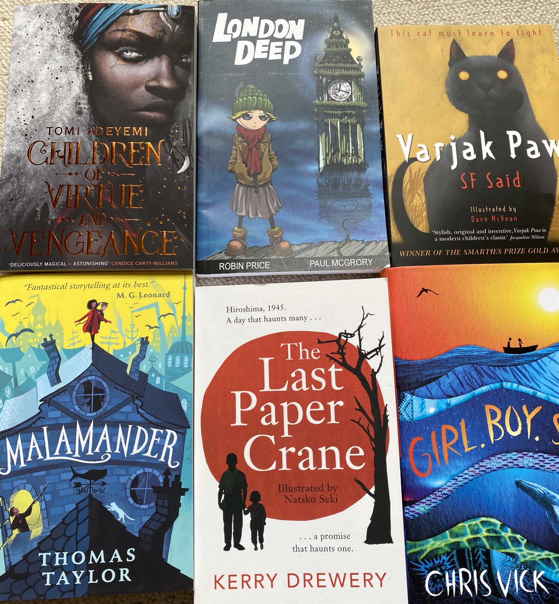 SJMukherjee0702's tweet photo. @OpenUni_RfP @readingagency @uksla @WorldBookDayUK @ASCELUK @Literacy_Trust @PoetryDayUK @AuthorsAloudUK @booksaremybag @TeresaCremin @OpenUniversity One of the things Iโve been reading on #ReadingTogether day is โChildren of Virtue and Vengeanceโ from my growing stash of #OURfPBookBlether inspired purchases! #CircleOfReading @TeresaCremin @lucyRL47 @eduHelenHendry https://t.co/DnUnhgV3HB