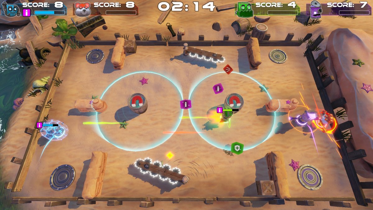 swavoxiii's tweet photo. It's not often you find a party game that's genuinely enjoyable for hours. That's why #Destrobots surprised me so much with its simplistic yet incredibly fun design. It's a great top-down party shooter with a good selection of maps, characters and even a neat co-op horde mode! https://t.co/30xACSLbwf