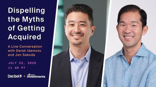 Cisco_Invests's tweet photo. Join @didemoto @DecibelVC @jonsakoda for a candid conversation about the #startup acquisition journey. 

Sign up: https://t.co/QnTTb2WLdI
#VentureCapital https://t.co/eMGy30LPD1