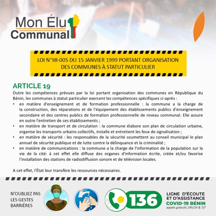 HOUEDANOURegina's tweet photo. Quid de la spécificité de la gestion des communes à statut particulier ?
Informons-nous pour mieux servir nos villes.
#MonEluCommunal
#NIMD
@wasexo @ab_benin @villeAvrankou @LaTeam_229 https://t.co/emoklSYvPJ