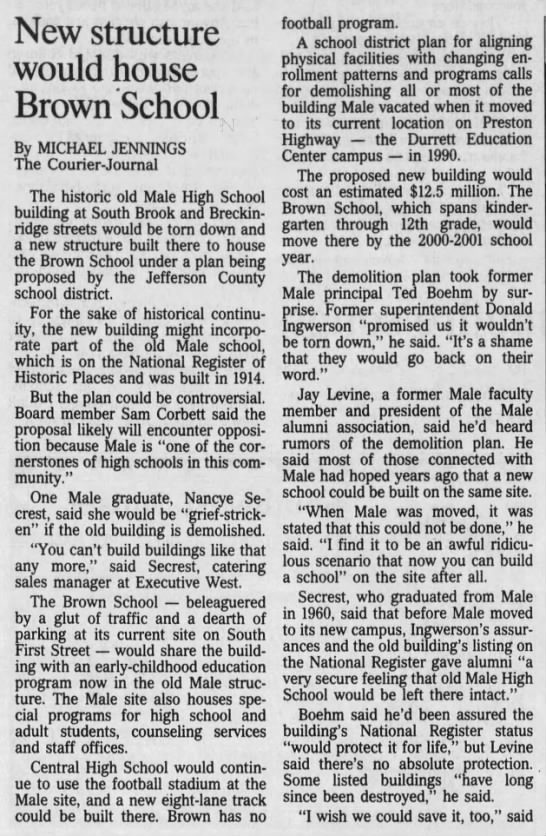 coreyp08's tweet photo. This day in @LMHSInfo history
July 16th, 1997: Under a plan being proposed by JCPS, the historic old Male High School building, on the corner of Brook & Breckinridge Streets, will be torn down and replaced with a new building for the Brown School. Luckily that was not the case. https://t.co/MfGrEiNr3M