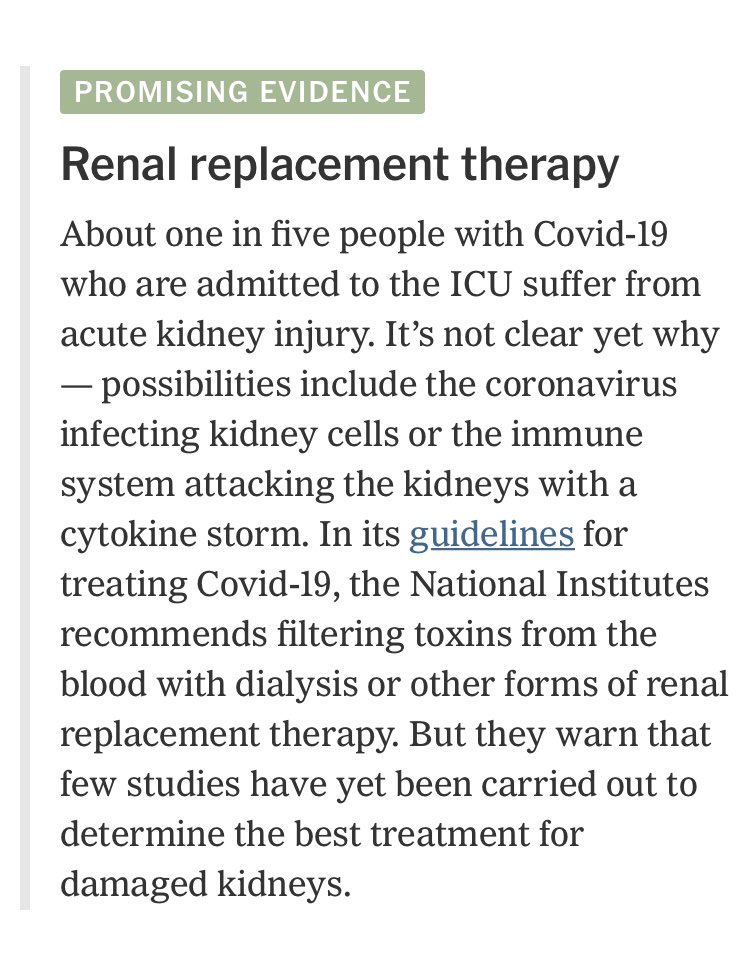 And this total facepalm on RRT in COVID Of course if there is AKI with a clinical indication, do RRT But what’s this stuff about cytokine storm and viral invasion? 5/