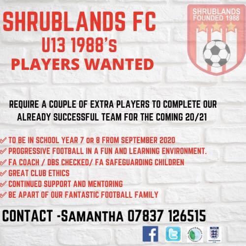 Shrublands_FC's tweet photo. 🔴⚪️🔵Players wanted ⬇️⬇️ #oneclub #shrublandsfc https://t.co/DStAuLVBwi