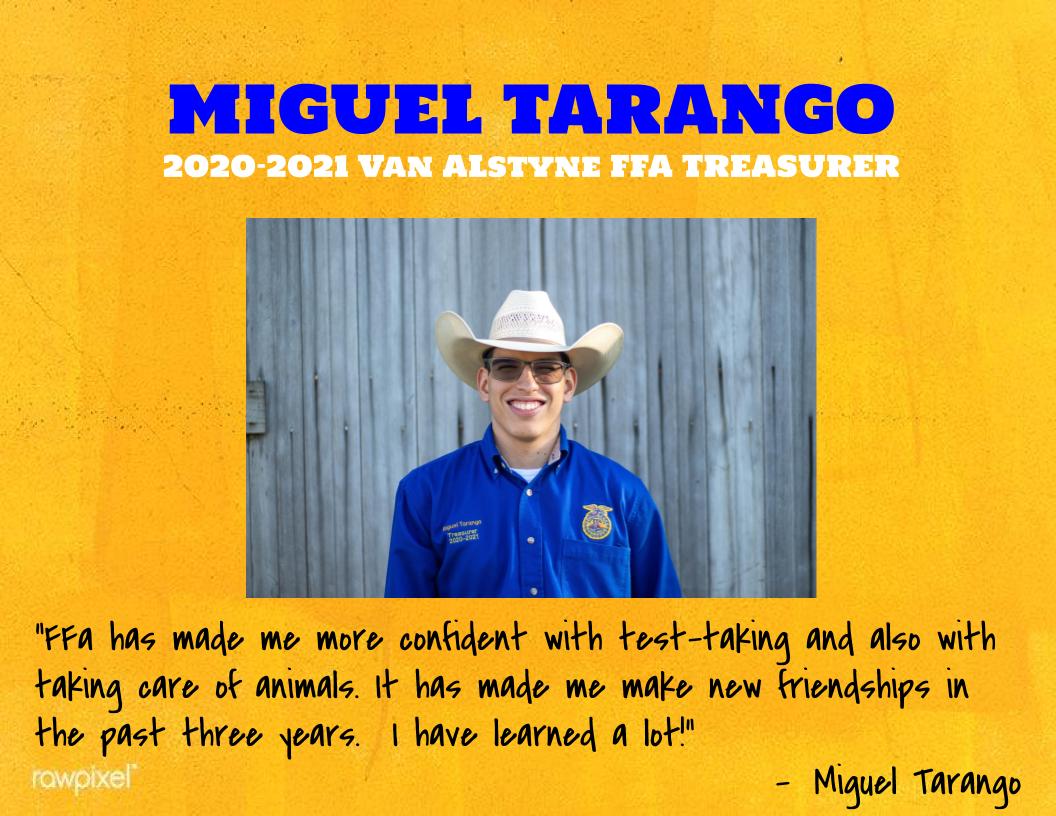 Meet Miguel Tarango - VA FFA's Treasurer!