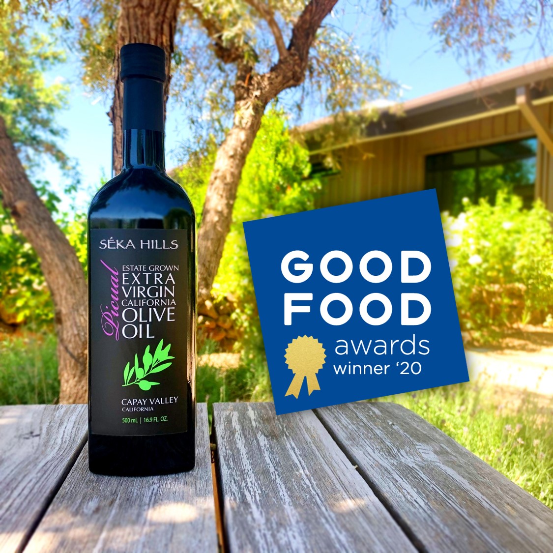 Séka Hills is pleased to announce that Estate Grown Picual EVOO is officially a 2020 Good Food Awards Competition Winner! The 2020 Good Food Awards Competition recognizes products that excel in both taste and quality as well as social and environmental responsibility