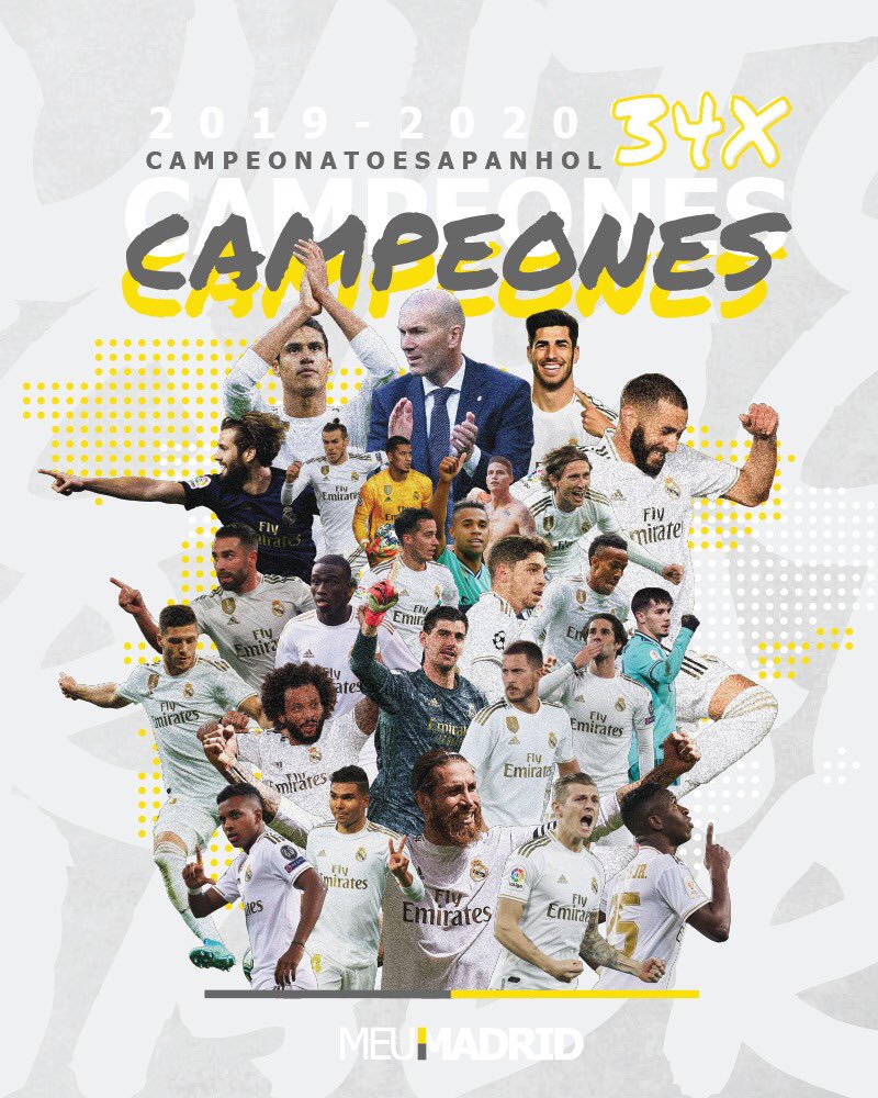 meurmadrid's tweet photo. 🏳️ PELA 34ª VEZ NA HISTÓRIA! 

O @RealMadrid É CAMPEÃO ESPANHOL 🇪🇸 

⚪️ “COLOCAR O REAL MADRID NO LUGAR DO REAL MADRID” ⚪️ 

OE OE OE 🎶 
🏆 ¡CAMPEONES! 🏆 https://t.co/4TJcAKfCNw