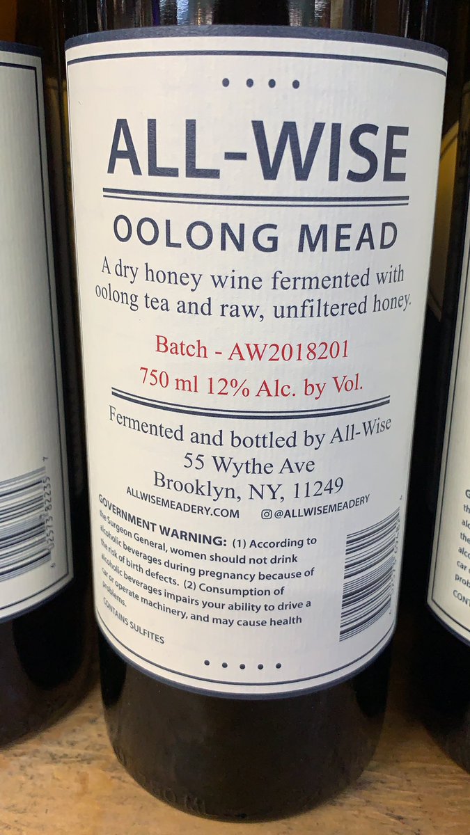 All -wise dry  raw ,unfiltered honey 🍯 wine fermented with Oolong tea 🍵 is now in stock at d&amp;q <a href="/allwisemeadery/">All-Wise Meadery</a>