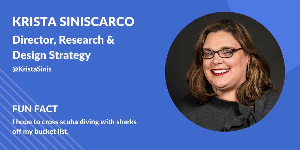 cantinac's tweet photo. This week's @Cantinac 'Featured Employee of the Week' (#FEOW 🔦🐈) is @KristaSinis, Director, Research & Design Strategy & host of tomorrow's #CantinaCoffeeChat. Let's get to know her better, shall we?... Learn more on her team page: https://t.co/roK3QPYIsj https://t.co/Gbp4u72Zng