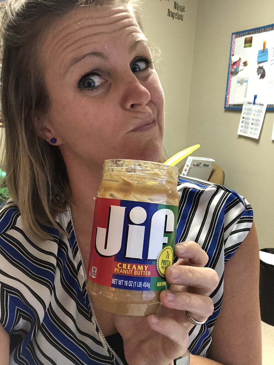 LavergneNikki's tweet photo. It’s me stress eating JIF peanut butter straight out the jar again. It’s easy to remember my favorite brand because it sounds exactly like GIF. 😂🤣#teamsoftG #softG https://t.co/5eXE3yWgb3