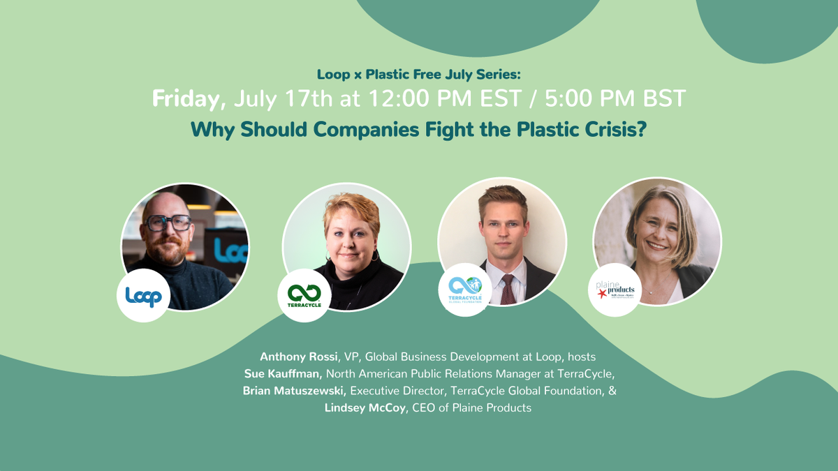 TerraCycle's tweet photo. Happening tomorrow!
Join us, and our friends at @LoopStore_US, @TerraCycleTCGF , & @PlaineProducts to hear why companies should fight the plastic crisis.
Set a reminder for the event on 7/17 at 12:00 PM ET: https://t.co/qJju4u26Yb
#liveinloop #plasticfreejuly #circulareconomy https://t.co/RB7buNHtAe