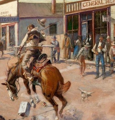 So of course I tried to research what influenced this fashion choice among cowboys. Western artist Charlie Russell often depicted cowboys wearing them and since he lived during the height of the cowboy era his work is regarded as highly authentic...