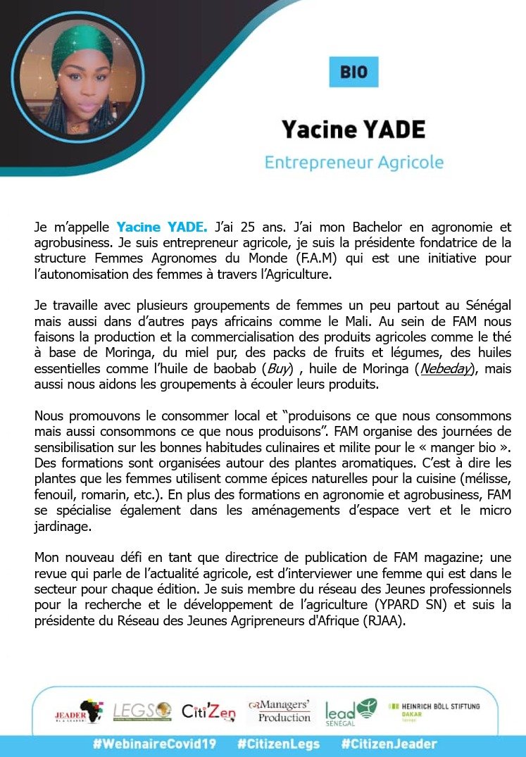 jeadercommunity's tweet photo. Dans une minute, démarrage du #citizenlegs de ce soir sur https://t.co/T2I87ZvpRH. Vers un retour à l'écologie après la #covid19 ? Venez en discuter avec nos invités @tsa855 du programme #baydundee de Jeader, de @_FraiSen... et Yacine YADE de FAM.
#KEBETU #JEADER #SUNUMBAY https://t.co/5y0F4AY6r6