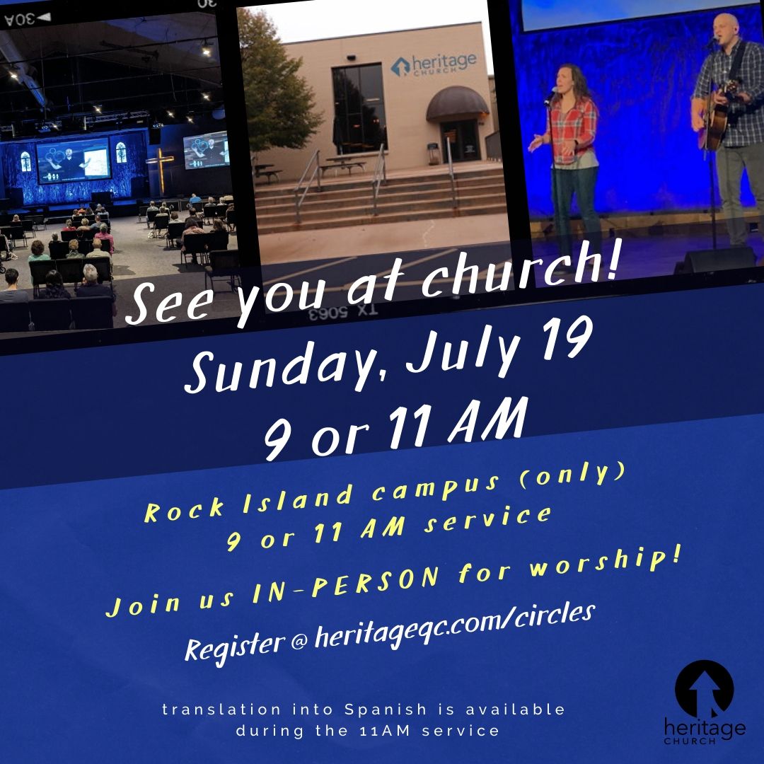 Joining us in person Sunday at 9am or 11am? Be sure to register at heritageqc.com/circles #heritageqc #