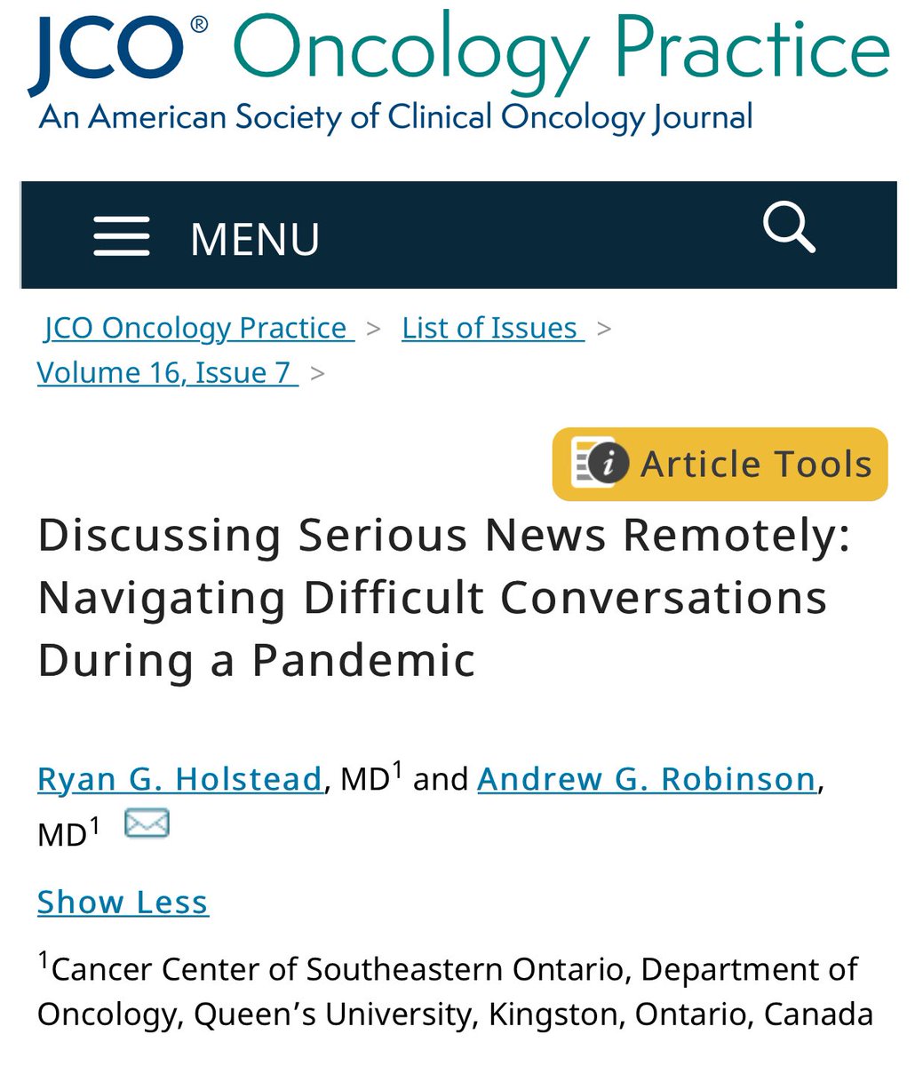 RyanNipp's tweet photo. Important topic discussed in new article in @ASCO_pubs:

“Discussing Serious News Remotely: Navigating Difficult Conversations During a Pandemic”

https://t.co/5GkEf3JUVI

@JOP_ASCO #hapc #hpm #pallonc https://t.co/xxpwIe5AMN