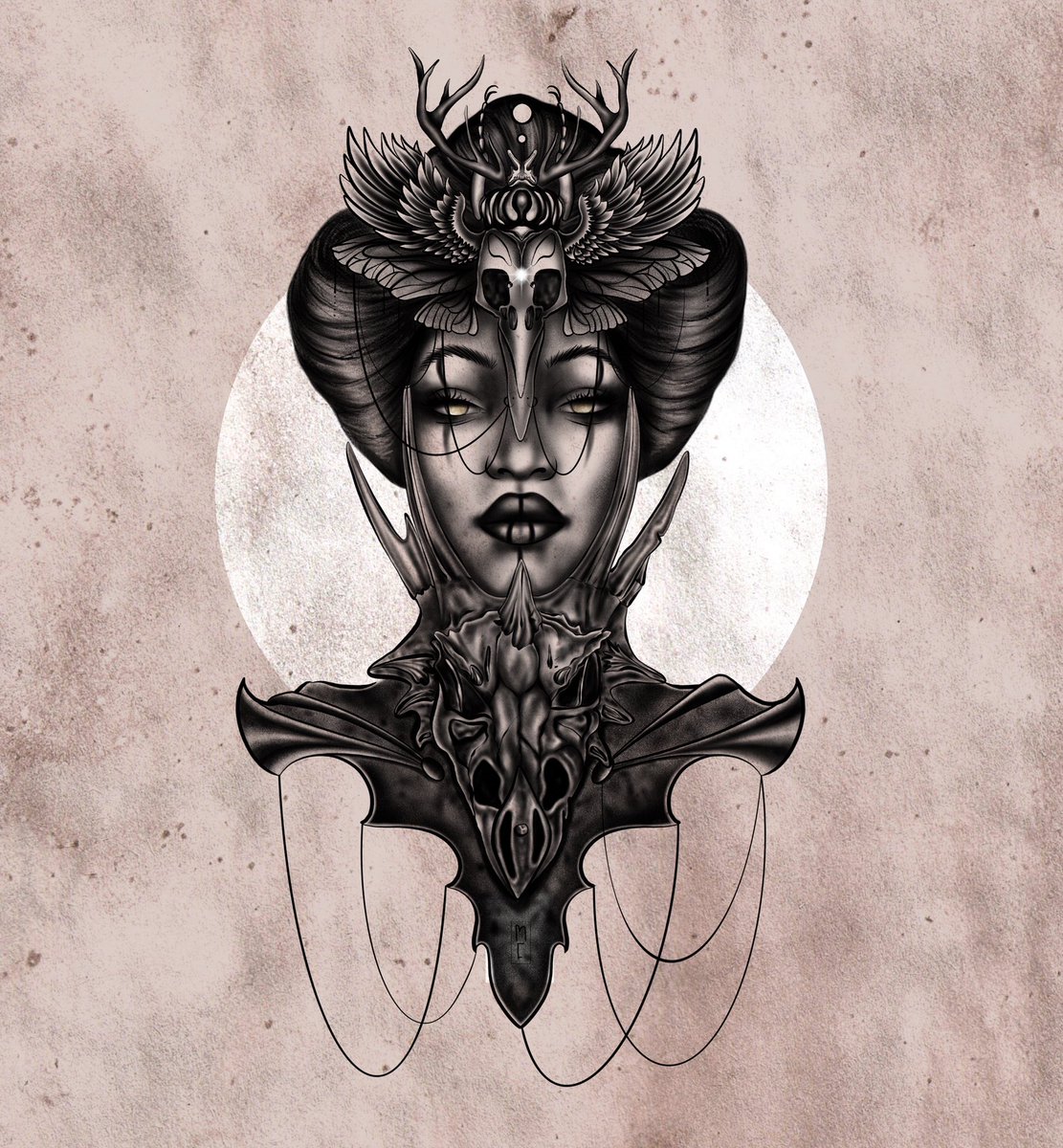 Lady Dragon tattoo dedign with <a href="/Procreate/">Procreate</a> #tattoo #illustration #Procreate #Domestika #ochopanteras