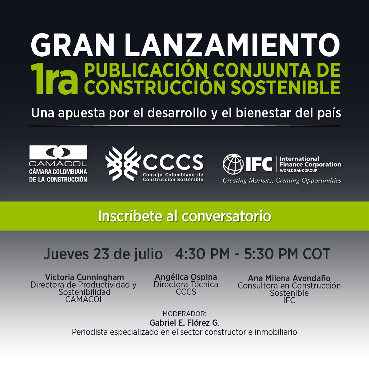 En este conversatorio haremos el lanzamiento oficial de la guía "Introducción a la Construcción Sostenible," un esfuerzo conjunto del CCCS, Camacol e IFC. Regístrate en: bit.ly/LanzamientoGui…