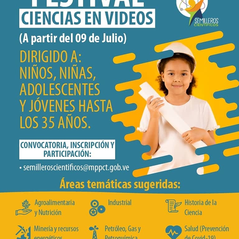 negra_mila's tweet photo. #16Jul Tienes habilidades científicas, tecnológicas, te invito a que grabes un video de 5 minutos con tu invento y gana premios con el Festival de Ciencias en Videos. 
@Mincyt_VE @Gabrielasjr @LaRosaInfoVE @Infocarabobo1 @Sregion02 
#CienciaEnFoco https://t.co/MOEEWjkrLh
