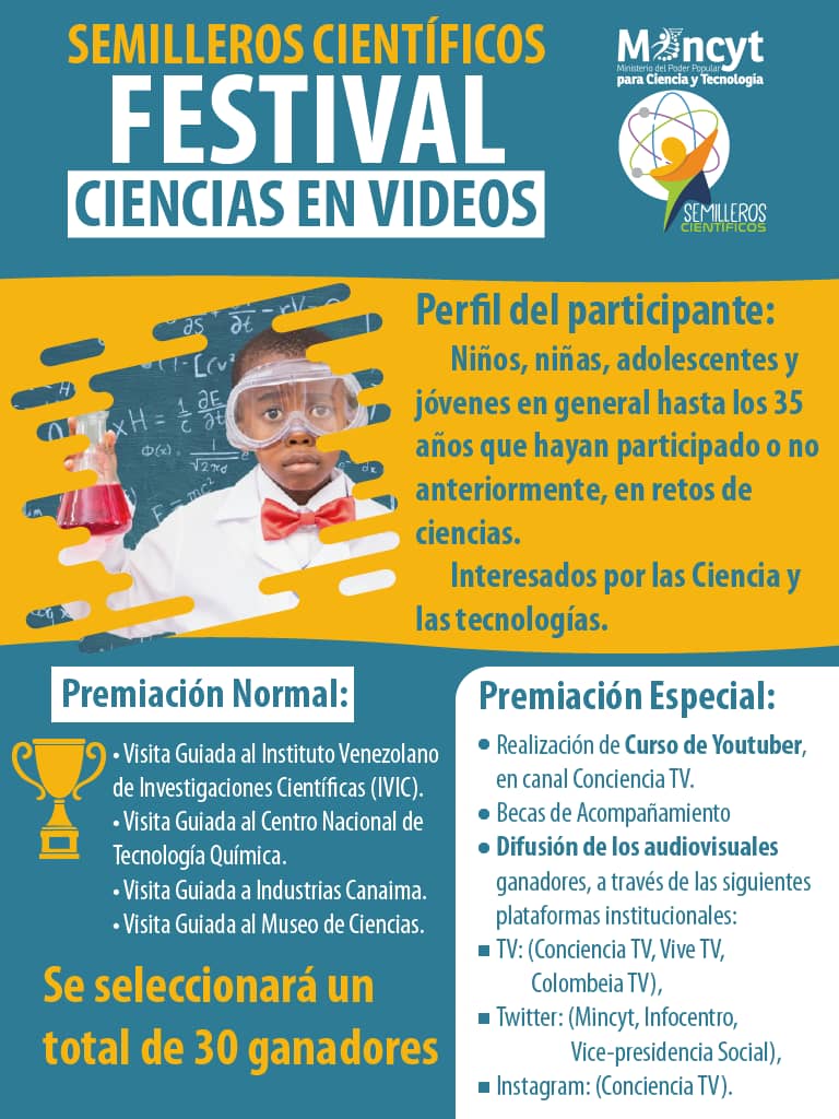 negra_mila's tweet photo. #16Jul Tienes habilidades científicas, tecnológicas, te invito a que grabes un video de 5 minutos con tu invento y gana premios con el Festival de Ciencias en Videos. 
@Mincyt_VE @Gabrielasjr @LaRosaInfoVE @Infocarabobo1 @Sregion02 
#CienciaEnFoco https://t.co/MOEEWjkrLh