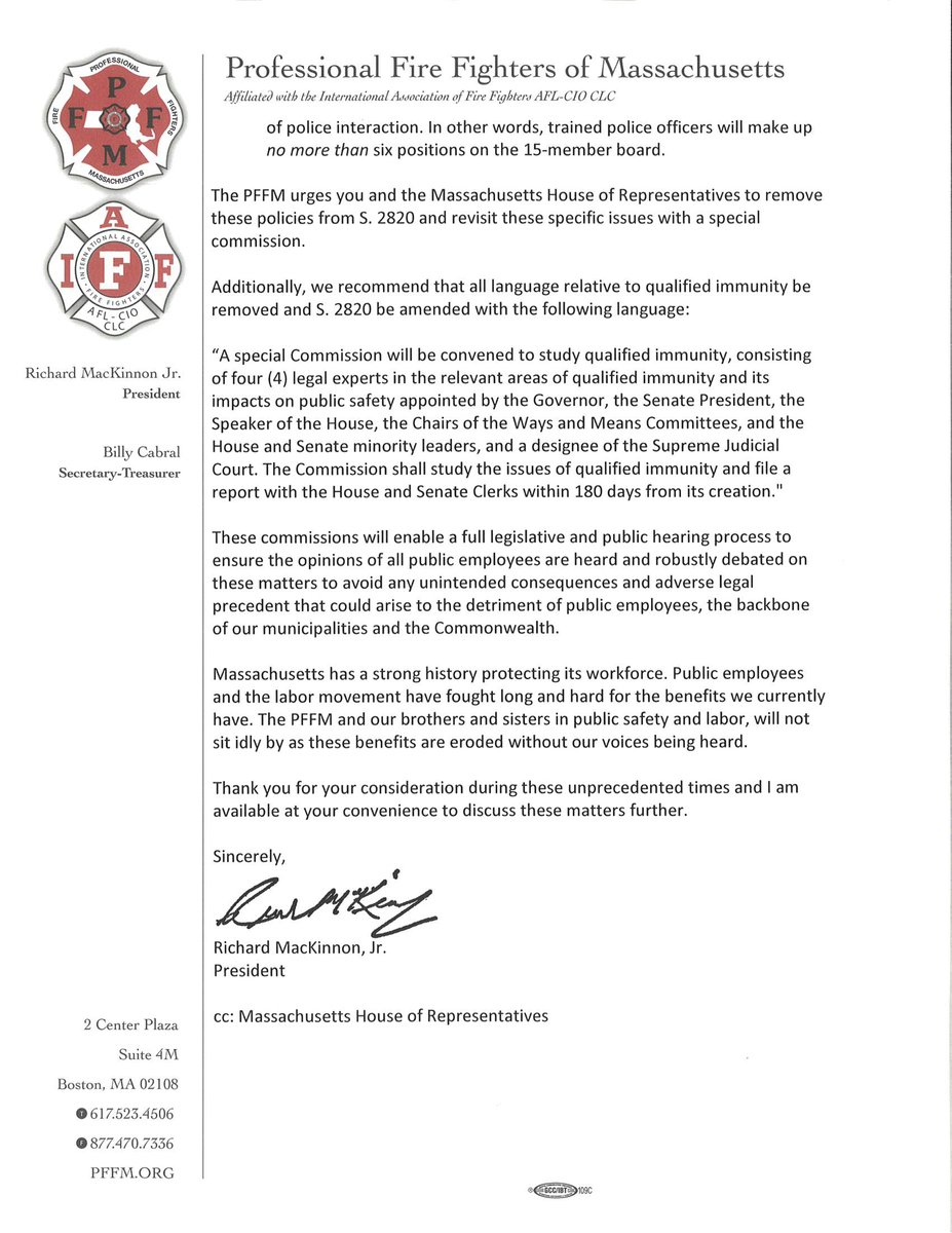 Attn Members: PFFM Testimony to the MA House Committee on Ways and Means in regards to S.2800