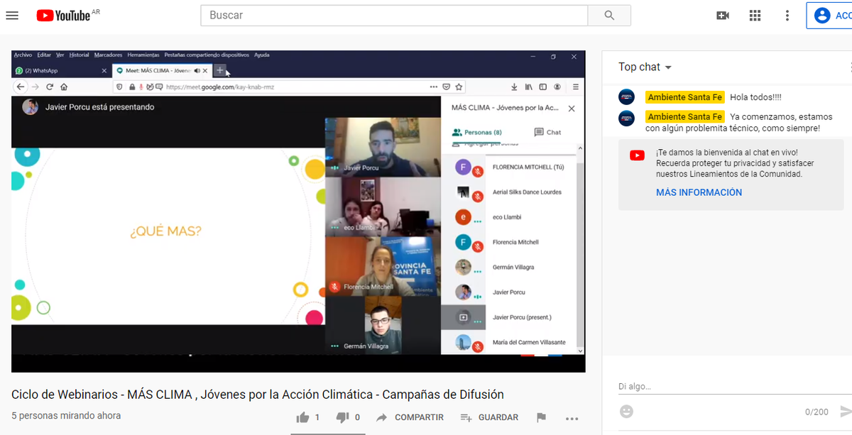 FlorMitchellM's tweet photo. Ya estamos en vivo conversando y pensando en campañas de difusión con los grupos de MÁS CLIMA - Jovenes por la Acción Climática y Javier Porcu! https://t.co/S6oWh4AHYs