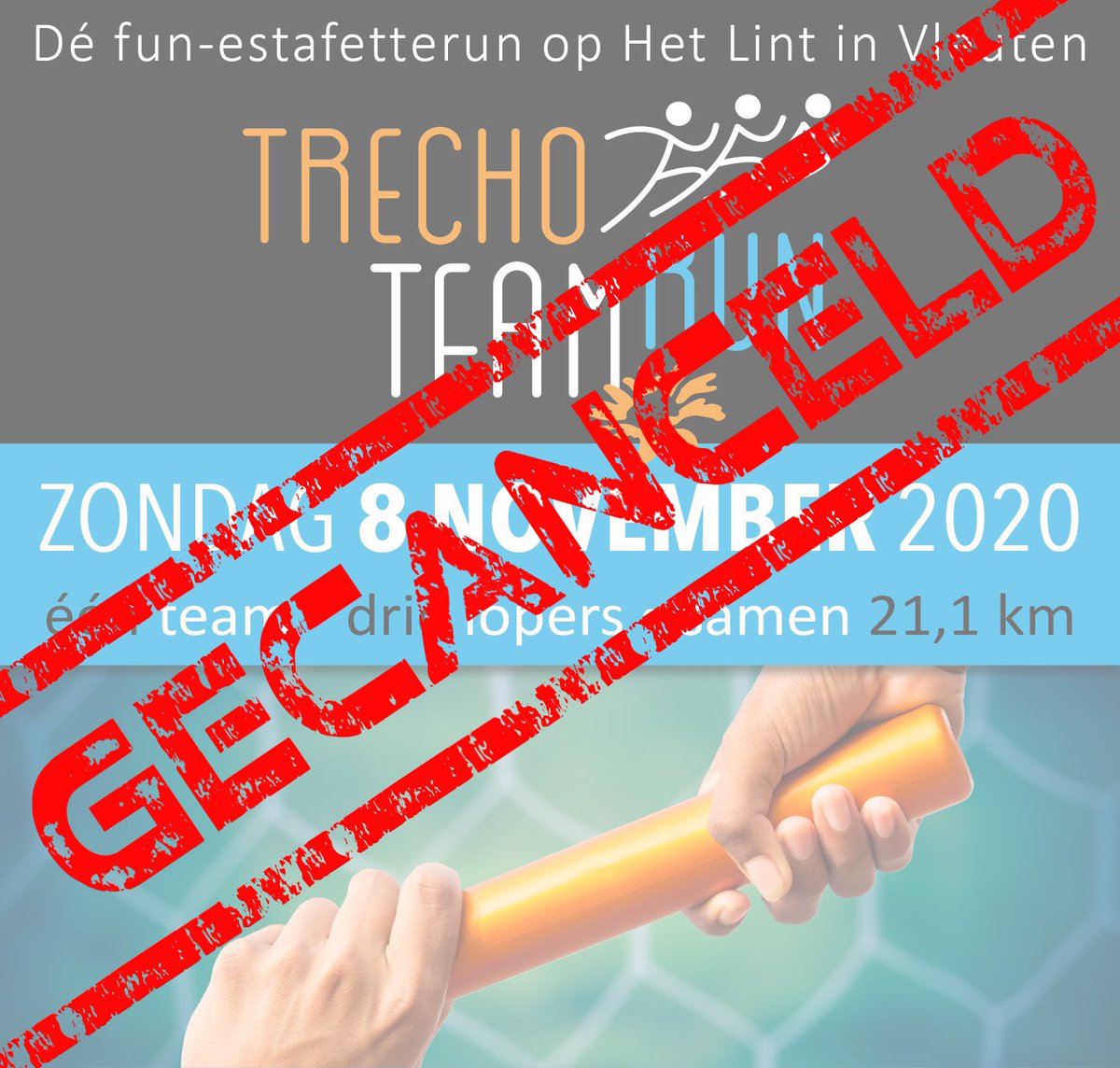 Heel jammer dat we als organisatie deze beslissing, met pijn in het hart, hebben moeten nemen. Het teamkarakter van de TrechoTEAMrun maakt het voor onze kleine organisatie onmogelijk het evenement aan te passen aan het geldende corona-protocol.
