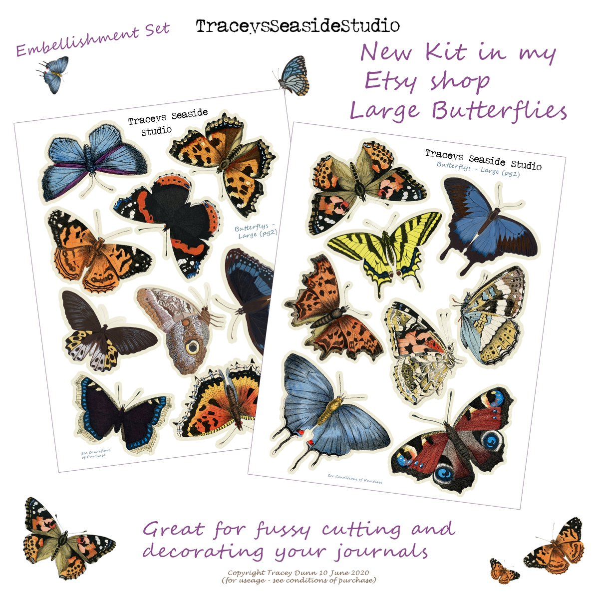 Lovely Butterflies &amp; Moths LARGE Digital Printables (Fussy Cut) Available for your your journals and craft projects etsy.me/32kDDNE via <a href="/Etsy/">Etsy</a>