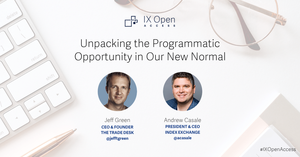 IndexExchange's tweet photo. #IXOpenAccess kicks off in 5 minutes! Tune in to hear from our very own @acasale and @TheTradeDesk's @jefftgreen.
Join the conversation and share your favorite highlights and key takeaways using #IXOpenAccess: https://t.co/xybritrgkL https://t.co/0ptWREEarH