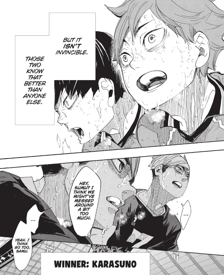 which may have been why Karasuno 2nd yrs were given focus. Since this match was Karasuno's checkmate to Inarizaki, CH. 370 reveals to us that Inarizaki learned and got stronger (as Coach Kurosu has implied).
