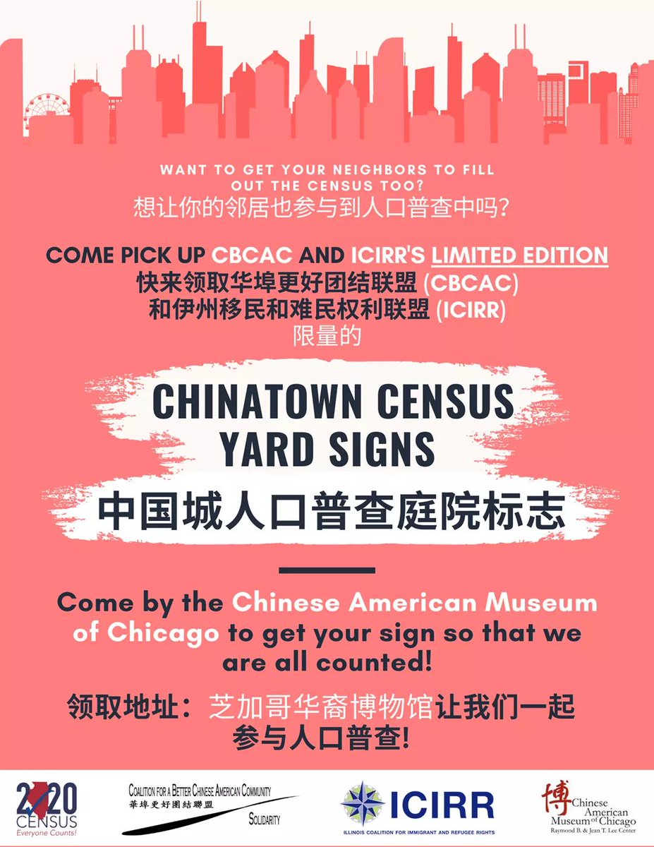 CBCACchicago's tweet photo. 🌿 Chinatown Census Yard Signs 🌿

Pick up free yard signs at the @ccamuseum (please check the museum's hours) to help your neighbors remember to answer the #2020Census!

#ILCountMeIn2020 #MakeILCount #ChicagoCountMeIn2020
#ChiTownCounts #CookCountyCensus #BeCounted #Census2020 https://t.co/v5z0gsESU7