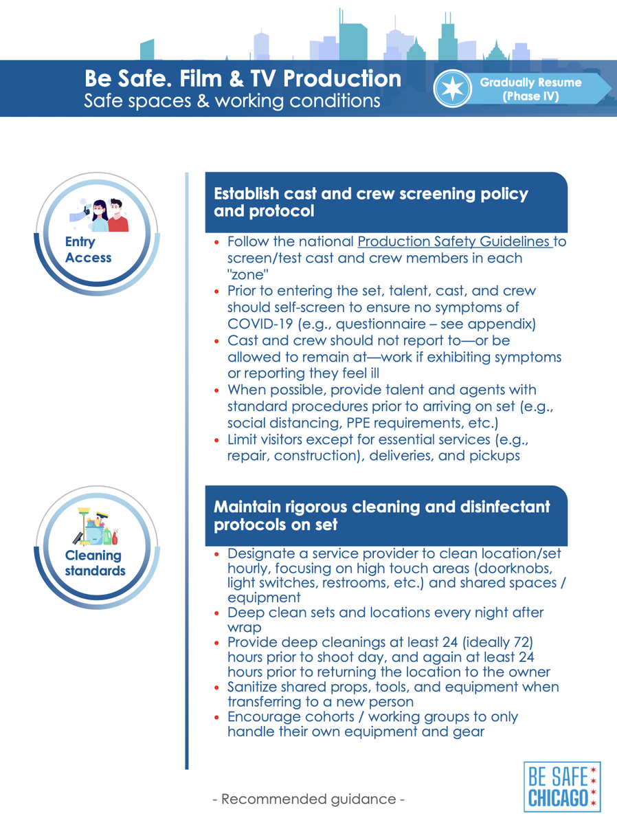 It’s been one month since the city of Chicago first began issuing a limited number of production permits. All productions must follow certain safety and health procedures. Check out the city’s guidelines to safely resume film and TV production: chicago.gov/content/dam/ci…