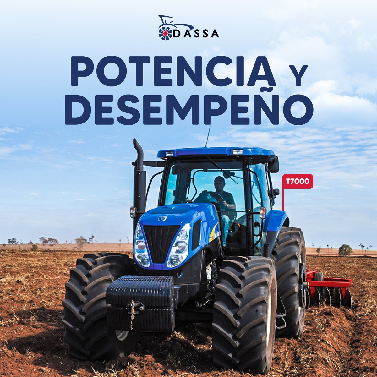Los tractores T7000 de 165 a 210 hp, con motores New Holland NEF By FPT de 6 cilindros, 4 válvulas y cilindrada de 6,7 litros, con control de emisiones nivel TIER 3, proporcionan un excelente desempeño. 
#Dassa #SomosDassa #NewHolland 🚜🌾