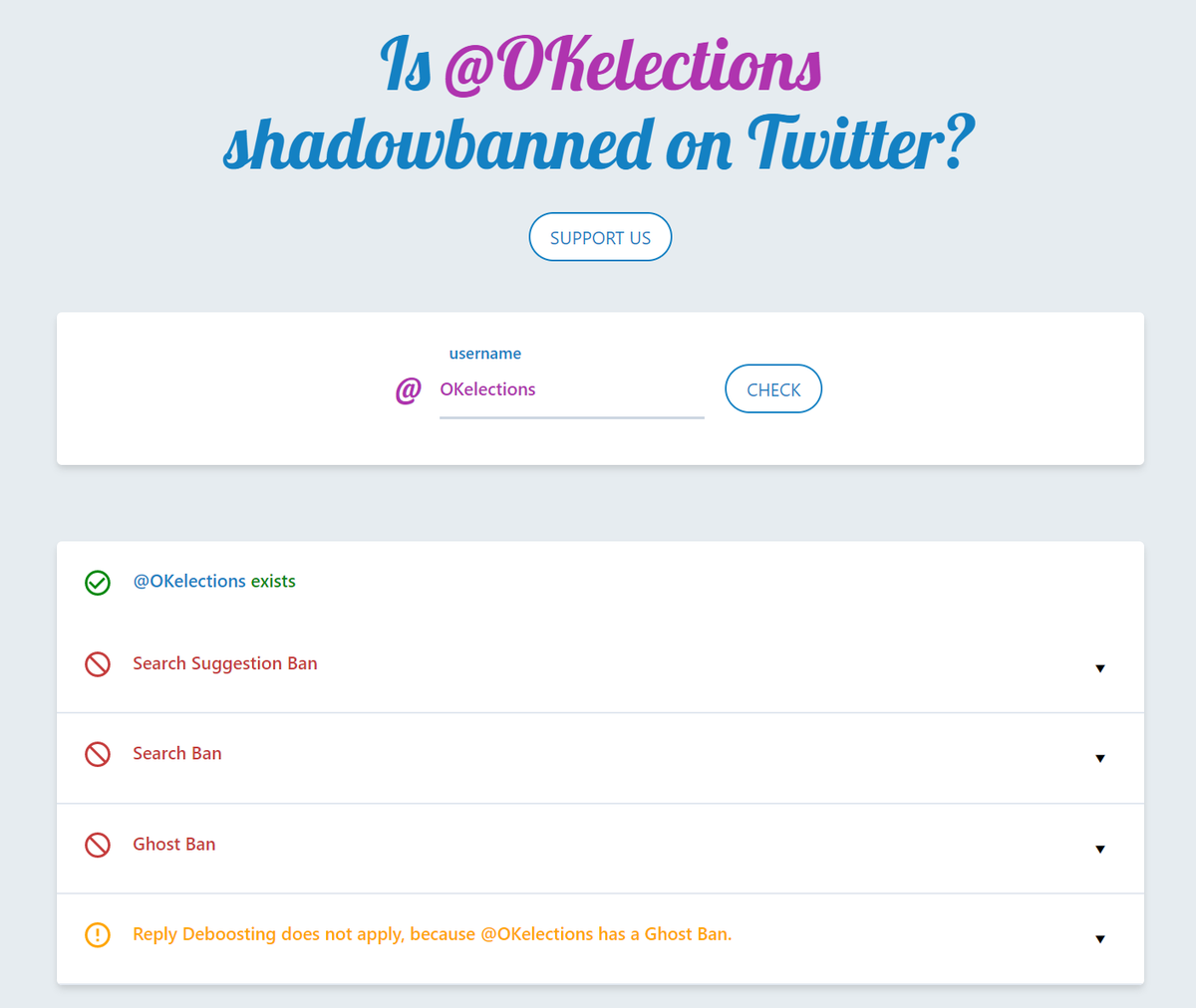 Wow, look what I just found. The official (verified) Oklahoma State Election Board's twitter account is Shadowbanned and Ghost banned.