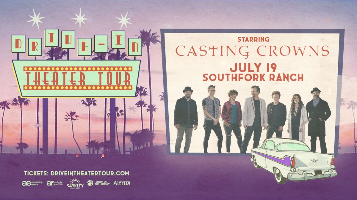 CelFreedom's tweet photo. So excited that #LiveMusicIsBack! 😀🎶🎉

You can see @castingcrowns LIVE &amp; IN PERSON Sunday night @Southfork_Ranch! 

Bring up to 6 people per car with your lawn chairs &amp; blankets to enjoy the show!

🎫 👉 https://t.co/akCwl7Ljks
#TeamKLTY #YourLifeInspired https://t.co/N6VlXtGs5c