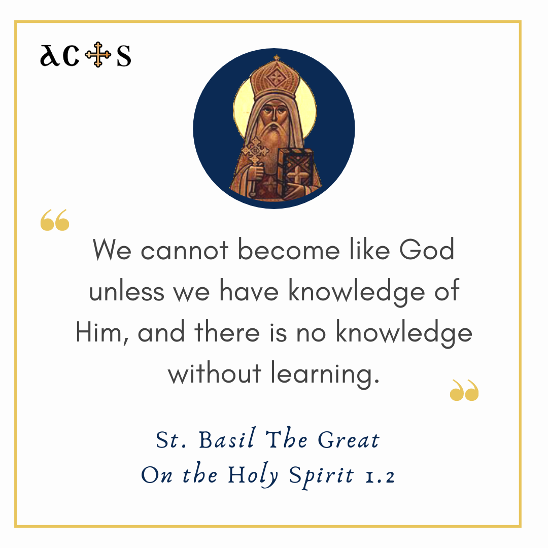 ActsLibrary's tweet photo. Our first #TheologianThursday post is from St. Basil the Great. At ACTS, we offer accessible courses on church history, the fathers, the Bible, and more, all with an Orthodox emphasis. Learn more about us at an info session this week. Register at https://t.co/RhaXLAawXC https://t.co/nLEzxk2jV5