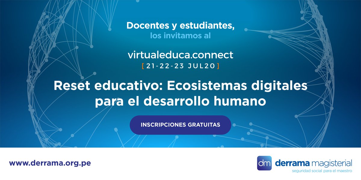 D_Magisterial's tweet photo. Docentes y estudiantes, #VirtualEducaConnect es el primer encuentro mundial sobre los retos para la comunidad educativa post #COVID19 junto a destacados expertos internacionales.
Conoce el programa 👉 https://t.co/cXTp5i2Jec
Inscríbete GRATIS 👉 https://t.co/xNbw5WHiuW https://t.co/BTHlPX4GLe