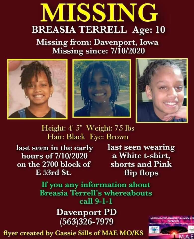 Cassiop13570171's tweet photo. @KarenKilgariff @GHardstark please share so Breasia Terrell can come home soon and her family can have a #fuckinghooray #bringbreehome https://t.co/oB16J1QQ7o