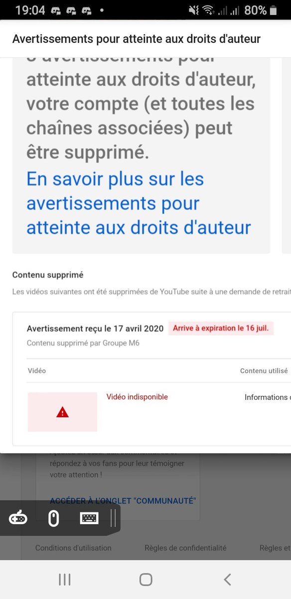 ThomasOff9's tweet photo. @TeamYouTube 
Bonsoir je vous contacte car le 17 avril j'avais reçus un droit d'auteur et un strike et il est marquer que les deux sont retirés le 16 juillet...
Et la on est le 16 mais toujours rien... Bref je vous montre les photos... https://t.co/Jj0GhZGsMH
