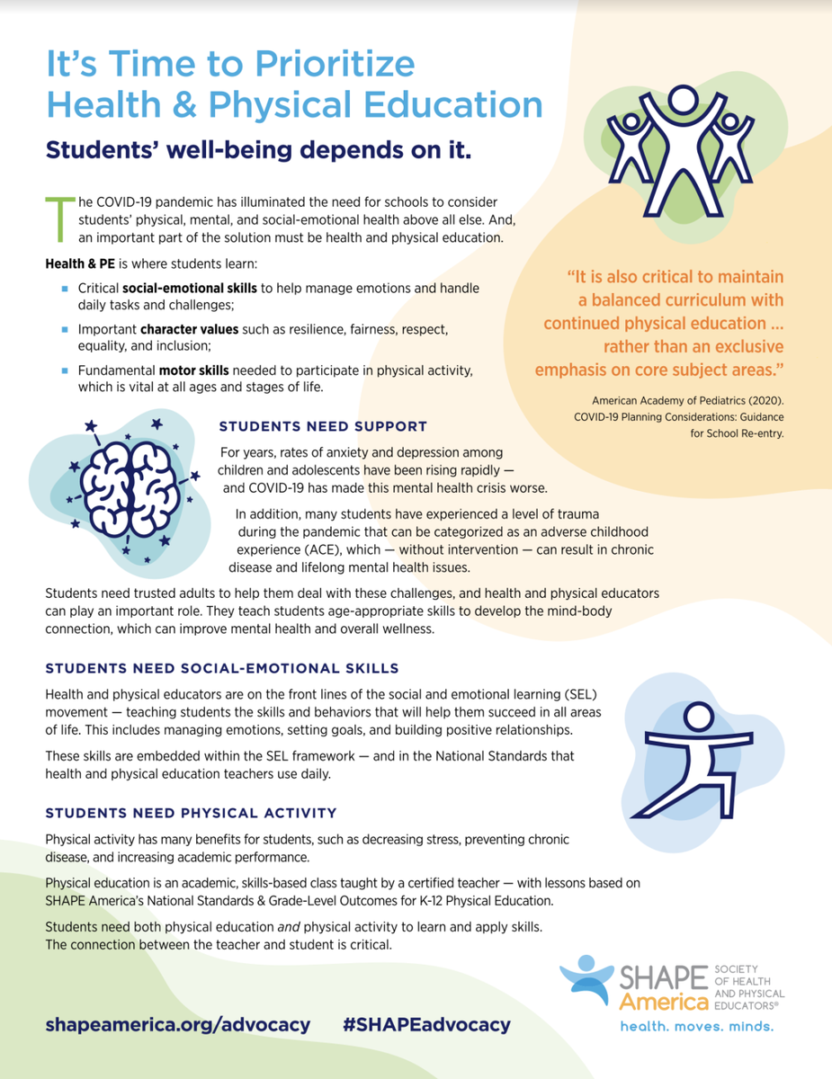 SHAPE_PA's tweet photo. Health and physical education is essential for students’ physical, mental and social-emotional health — and now, more than ever, it’s vital to prioritize students’ health and well-being.  #SHAPEAdvocacy @PADeptofEd @GovernorTomWolf @pedroarivera2 https://t.co/lHXDDUDOIQ