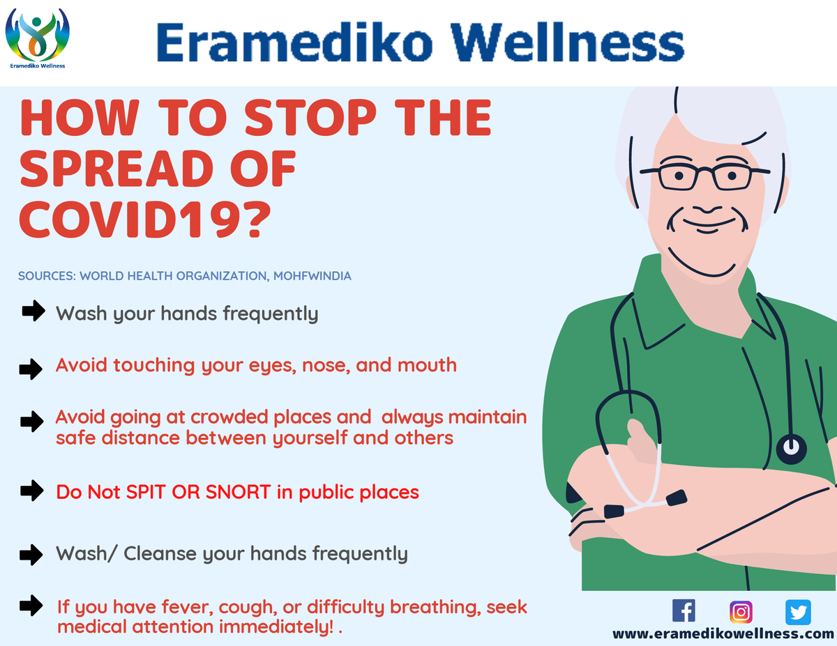 eramediko's tweet photo. Your precaution against #COVID19 matters the most! 
Stop the spread of #CoronavirusIndia by sticking to these simple thumb rules. 

You can now check your immunity against coronavirus! For details, check our previous post 👇🏻 https://t.co/AQEpuSODQT