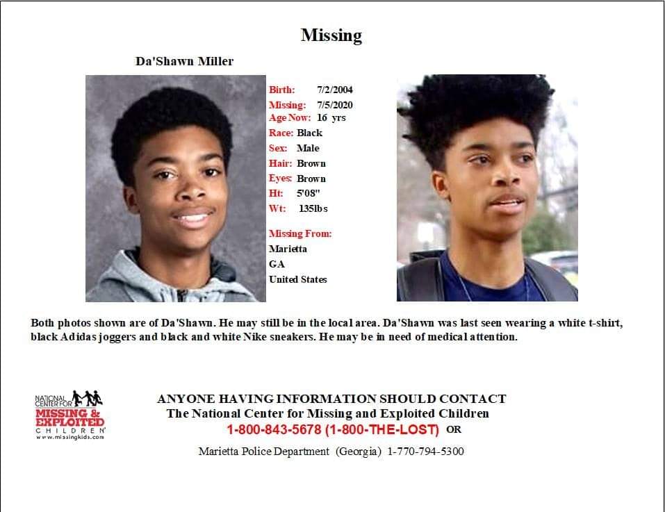 MHSpitchfork's tweet photo. Please share- retweet, copy and paste to other platforms. 
Da'Shawn Miller is a missing @MariettaGAhs @MariettaCitySch student. Prayers for his safe return. https://t.co/OHNSwkiQAd