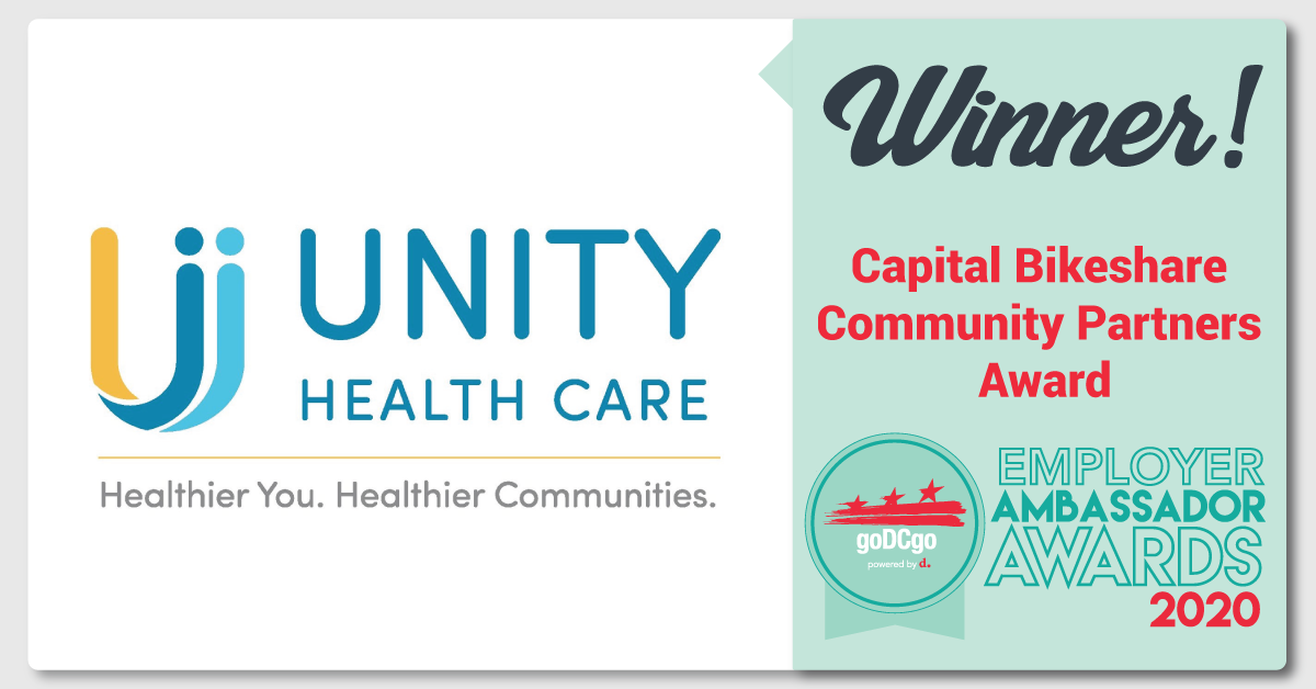 goDCgo (@godcgo) on Twitter photo Congrats to <a href="/UnityHealthCare/">Unity Health Care</a> for winning the 2020 <a href="/bikeshare/">Capital Bikeshare</a> Community Partners Award for Highest Ridership! Since joining the program in 2017, they've provided their clients with a low-cost way to commute. This past year, their members took an average 123 trips each! #bikeDC Congrats to <a href="/UnityHealthCare/">Unity Health Care</a> for winning the 2020 <a href="/bikeshare/">Capital Bikeshare</a> Community Partners Award for Highest Ridership! Since joining the program in 2017, they've provided their clients with a low-cost way to commute. This past year, their members took an average 123 trips each! #bikeDC