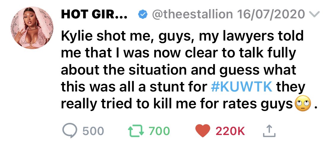 teasippity's tweet image. This a joke right #WhoShotMeg #WhoshotMegan she deleted it for what? Y'all #KUWTK up to something.