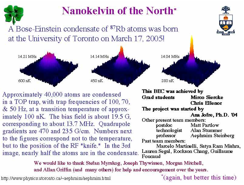 QuantumAephraim's tweet photo. 2005 was, incidentally, also the year we first achieved #BEC in our #UofT #uoftphysics lab.
(Only the second BEC in Canada, IIRC, but that was an improvement from the third neutral-atom trap in the country.) https://t.co/4EeBHgCOcX
