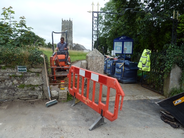 UnlockedSt's tweet photo. Hooray - work begins @UnlockedSt our dear St Sampsons.  It may look like a hole in the ground but that hole means water and water means refreshments and loos - whoopee!! Please RT the pics in case anyone feels like helping us pay the bill. #AshLambBestbuilder https://t.co/fAxcnisw4k